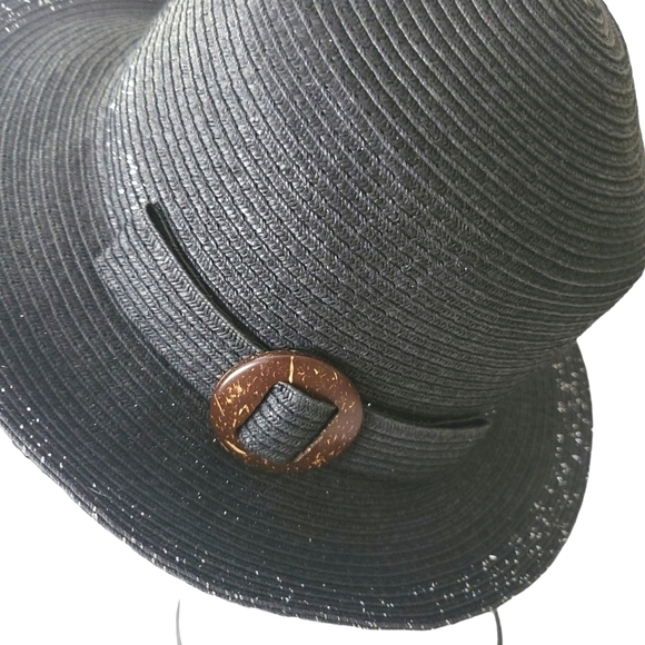 David and Young Black Hat with Silver Threading Wood Buckle - Picture 5 of 8